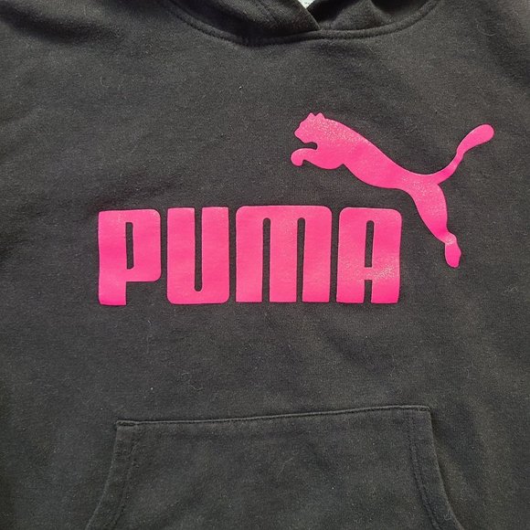 Puma Girls Activewear Hoodie Sweatshirt Black Pink Youth Size L (12-14Y) - Picture 5 of 5